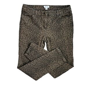 PER SE Women’s by Carlisle Ankle Pants Skinny BrownBlack Leopard Print Pockets 8